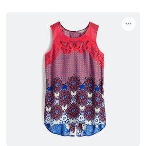 Red and Blue Sleeveless Crocheted Top